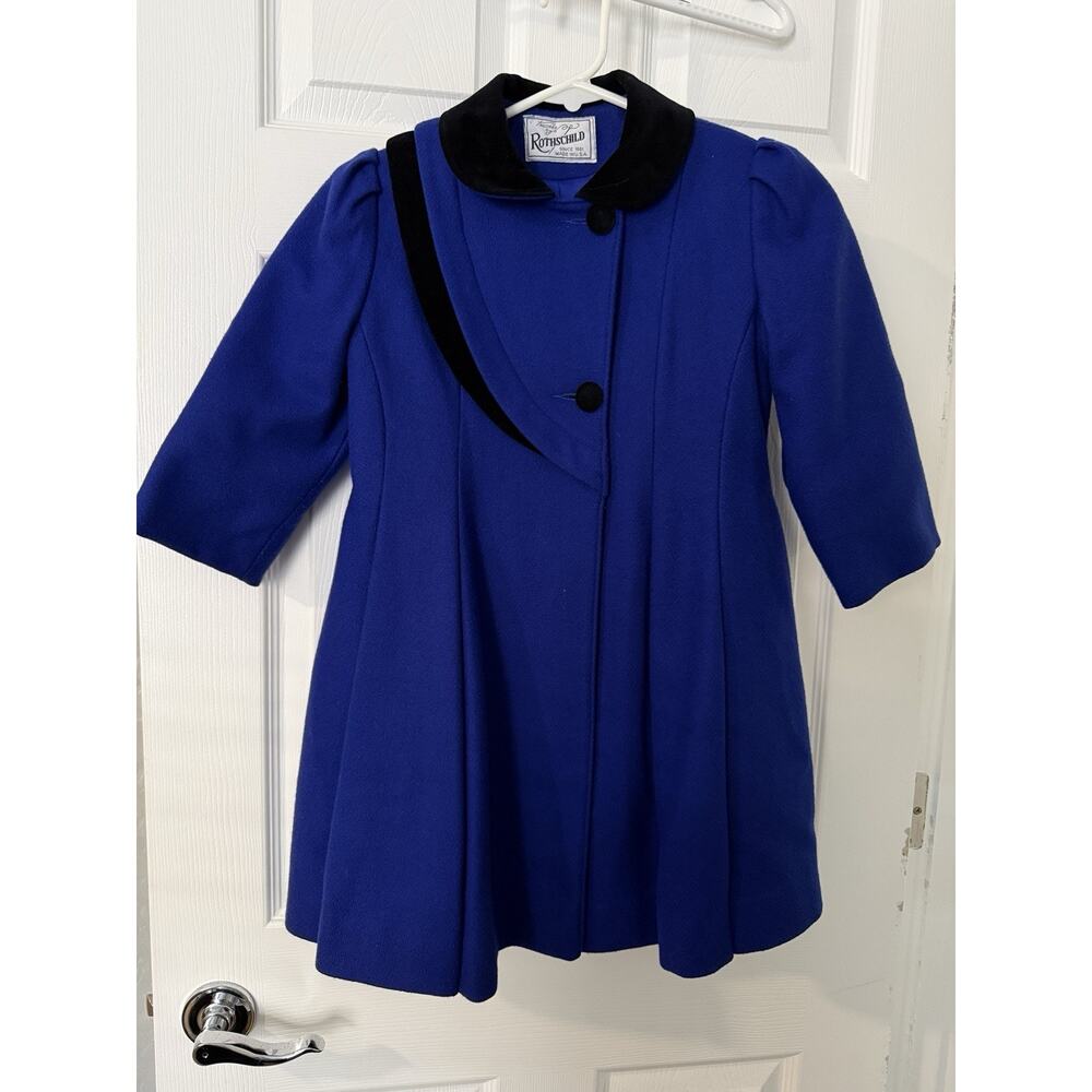 Vintage Rothschild Girls Size 6 Princess Coat Cobalt Black Fancy Photo Shoot USA